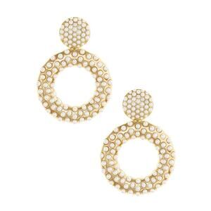 Ettika Pearl Earrings. Gold For Women. 18k Gold Plated Dangle Earrings #116